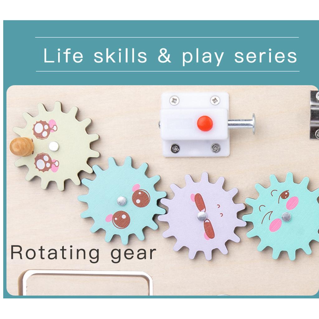 Montessori Wooden Busy Board Toddler - 4～6歳向けの知育玩具、木製のアクティビティボード。バックルを使ったゲームで、五感を刺激しながら楽しく学べます。