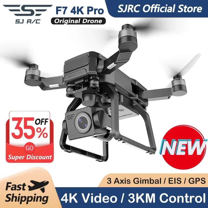 Fpv Brushless Rc Drone 4K - カメラ付きプロフェッショナルブラシレスクワッドコプター,4k pro,GPS, HD, 5g,wifi,fpv,3km, 3軸,ジンバル,eis,折りたたみ式,SJRC-F7