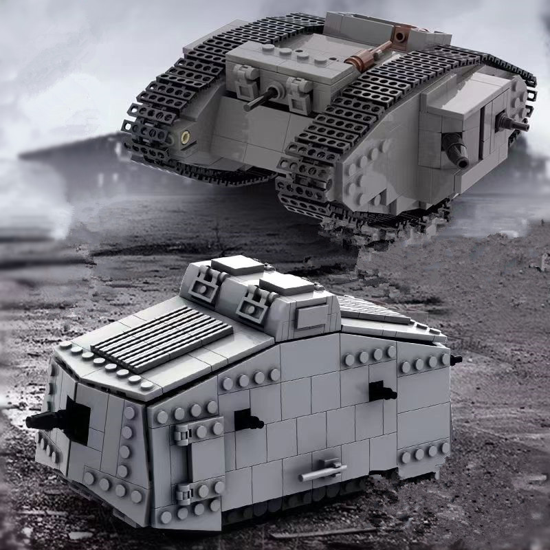 Lego Compatible Military Tank - ドイツ軍用ビルディングブロックセット MK IV 戦車 兵士 車両