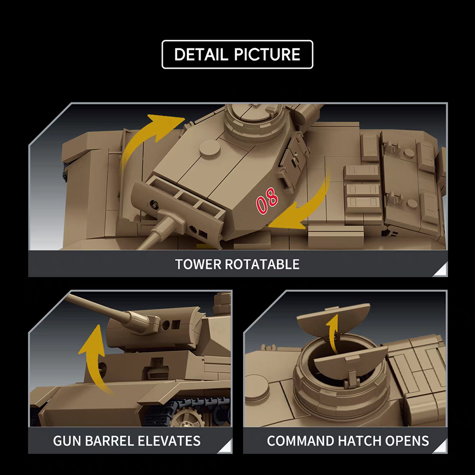 第二次世界大戦アフリカ軍団パンツァー3号戦車Sd.Kfz.1 - Lego Compatible Military Tank のレビューと価格