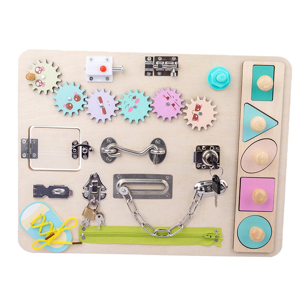 4～6歳向けの知育玩具、木製のアクティビティボード。バックル - Montessori Wooden Busy Board Toddler のレビューと価格