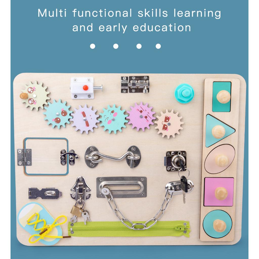 4～6歳向けの知育玩具、木製のアクティビティボード。バックル - Montessori Wooden Busy Board Toddler のレビューと価格