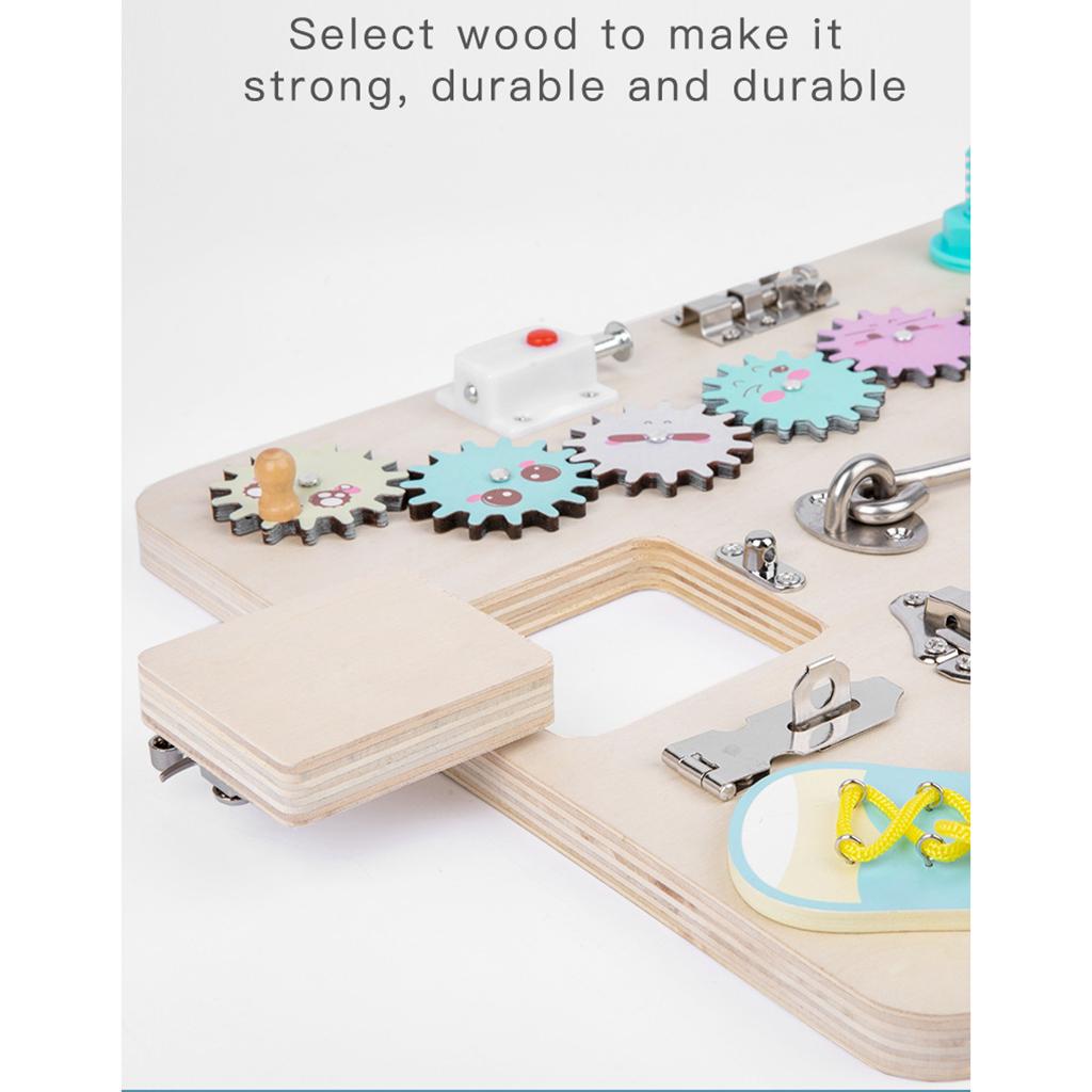 4～6歳向けの知育玩具、木製のアクティビティボード。バックル - Montessori Wooden Busy Board Toddler のレビューと価格