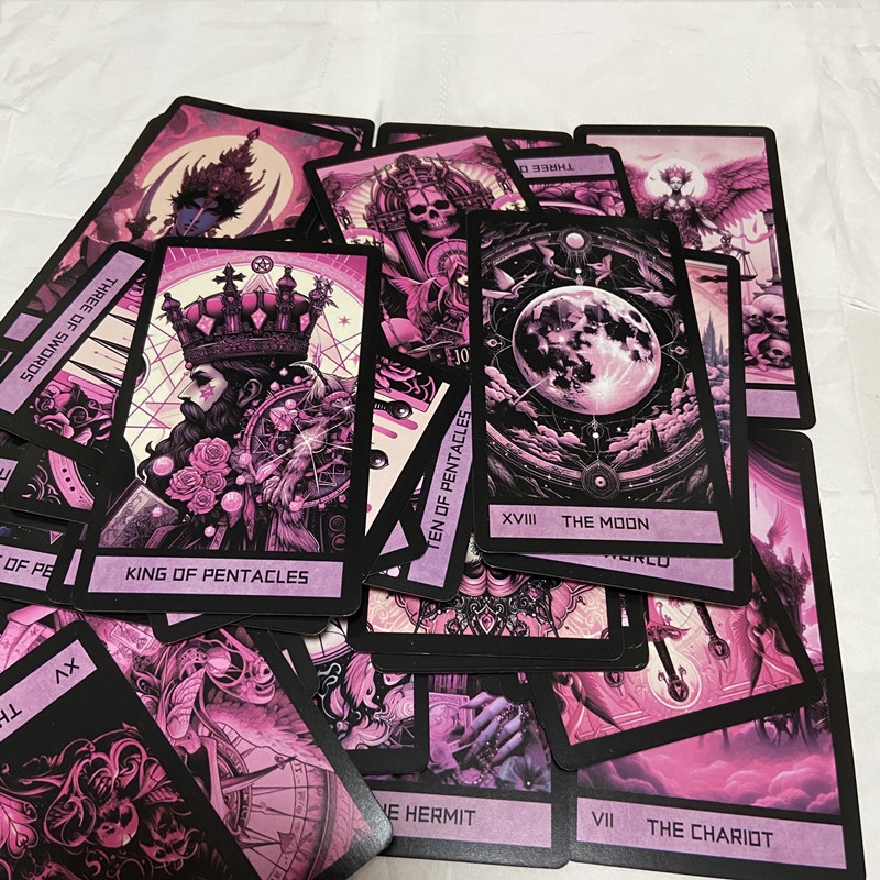 ピンクゴシックタロットデッキ 78枚 英語版 家族パーティー - Tarot Cards Deck With Guidebook のレビューと価格