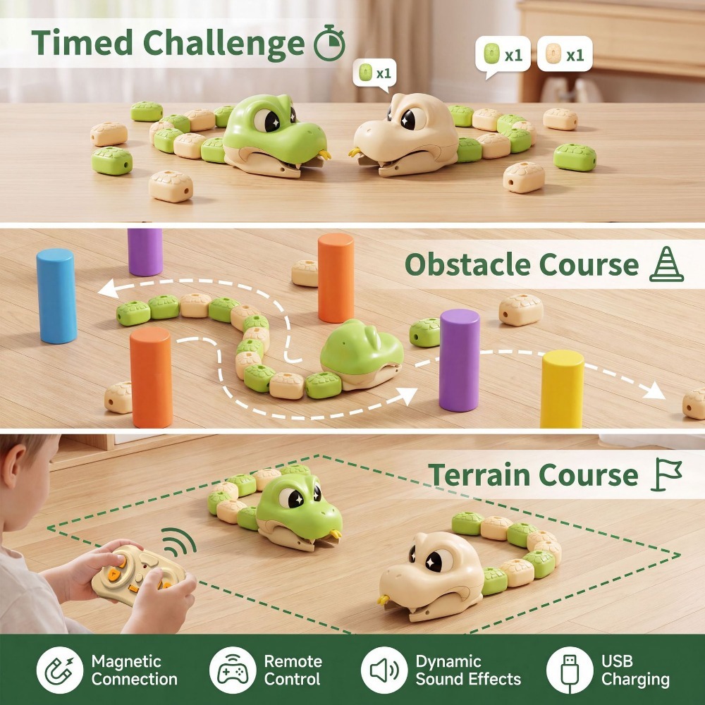 リモコン操作のグリーディスネーク磁気アタッチメント玩具、2人 - Remote Control Toys のレビューと価格