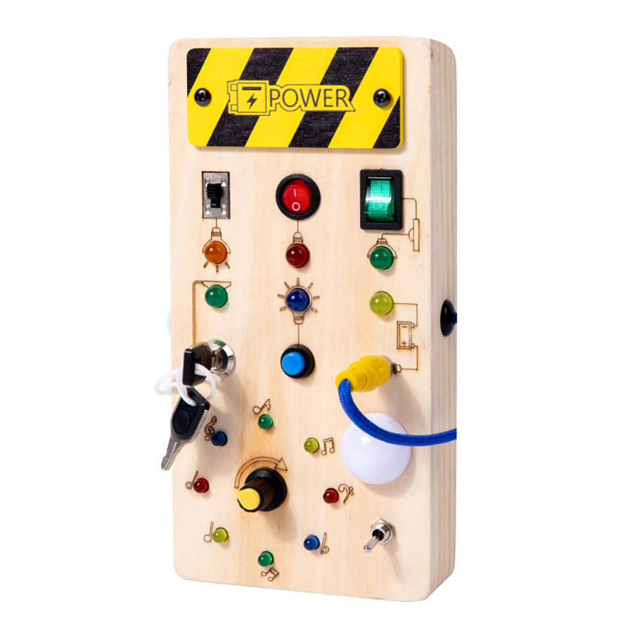 モンテッソーリビジーボード感覚おもちゃ木製 LED ライトス - Montessori Wooden Busy Board Toddler のレビューと価格