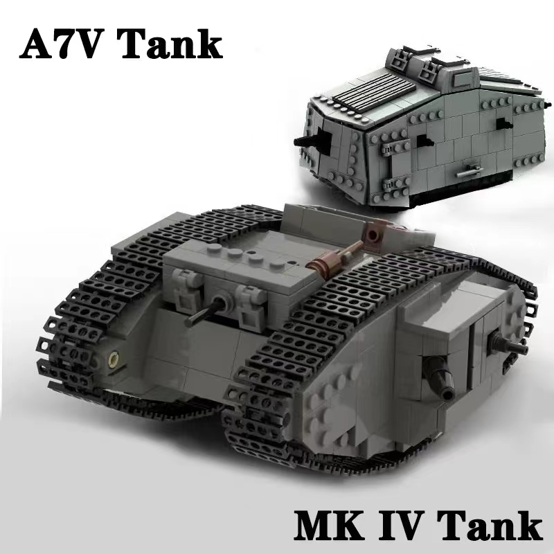 ドイツ軍用ビルディングブロックセット MK IV 戦車 兵士 - Lego Compatible Military Tank のレビューと価格